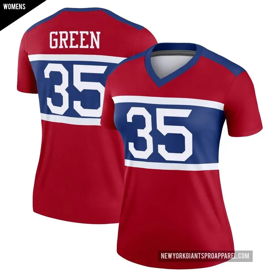 Women's New York Giants ＃35 Art Green Red Legend Century Alternate Jersey