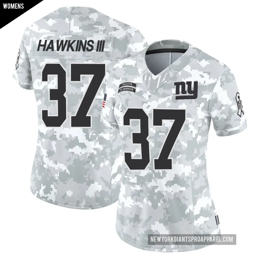 Women's New York Giants ＃37 Tre Hawkins III Arctic Camo Limited 2024 Salute to Service Jersey