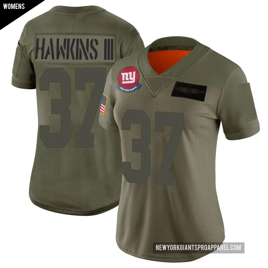 Women's New York Giants ＃37 Tre Hawkins III Camo Limited 2019 Salute to Service Jersey