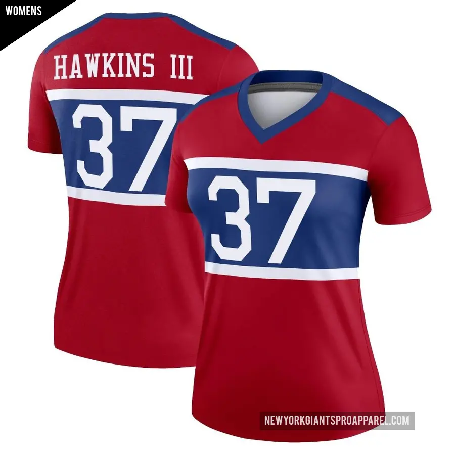 Women's New York Giants ＃37 Tre Hawkins III Red Legend Century Alternate Jersey