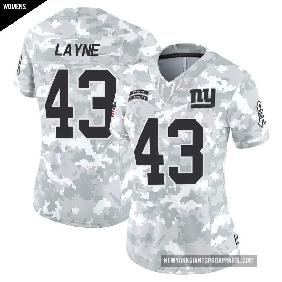 Women's New York Giants ＃43 Raheem Layne Arctic Camo Limited 2024 Salute to Service Jersey