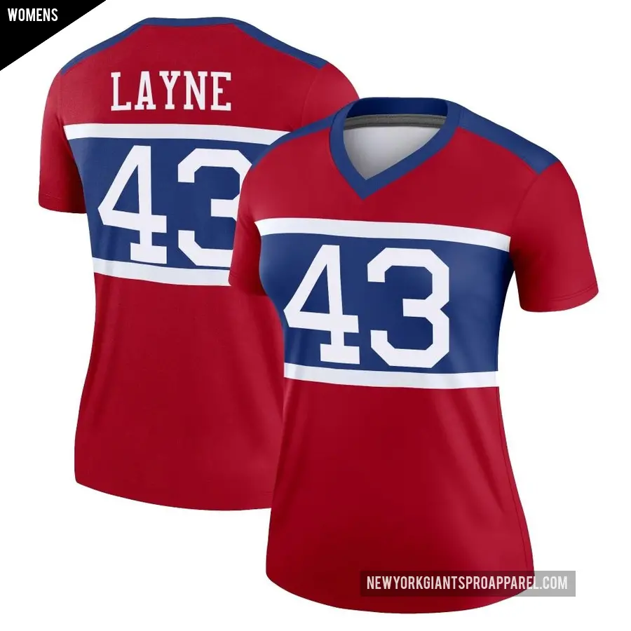 Women's New York Giants ＃43 Raheem Layne Red Legend Century Alternate Jersey