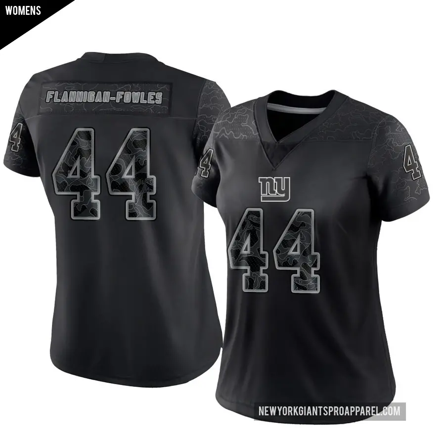 Women's New York Giants ＃44 Demetrius Flannigan-Fowles Black Limited Reflective Jersey