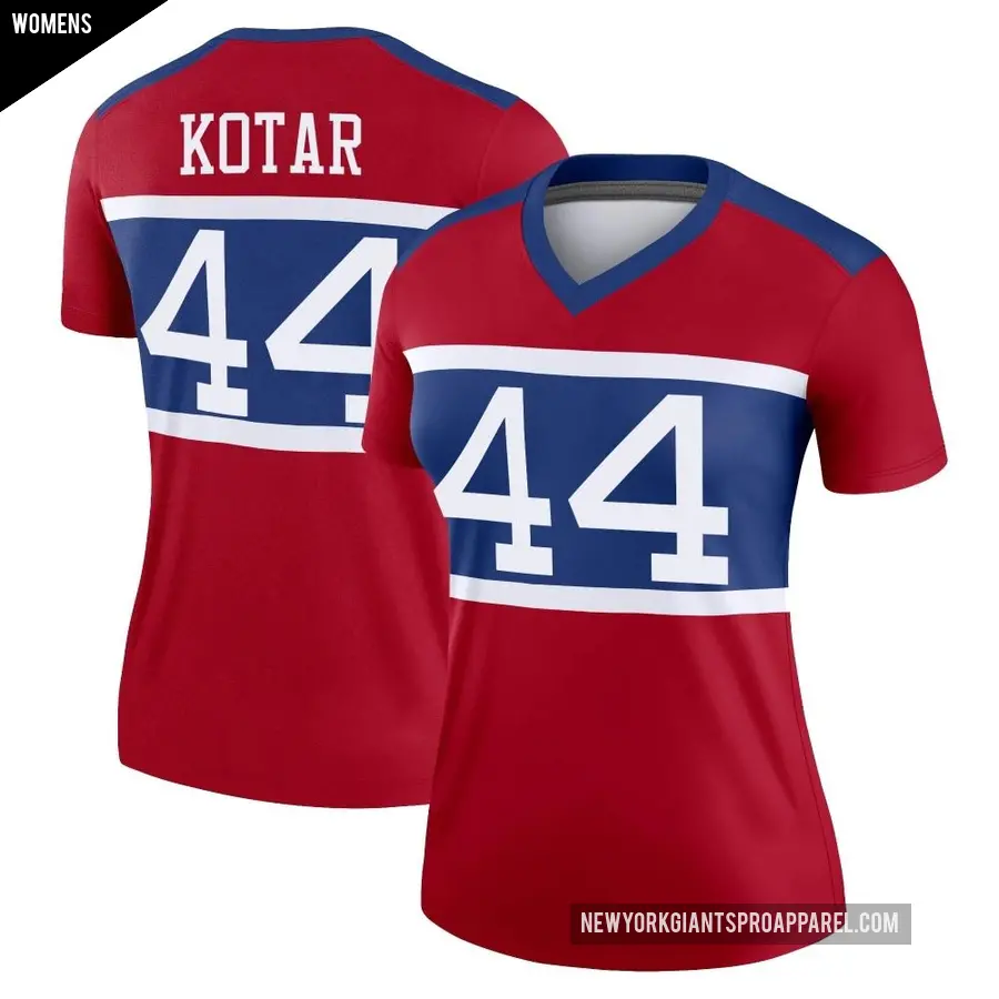 Women's New York Giants ＃44 Doug Kotar Red Legend Century Alternate Jersey