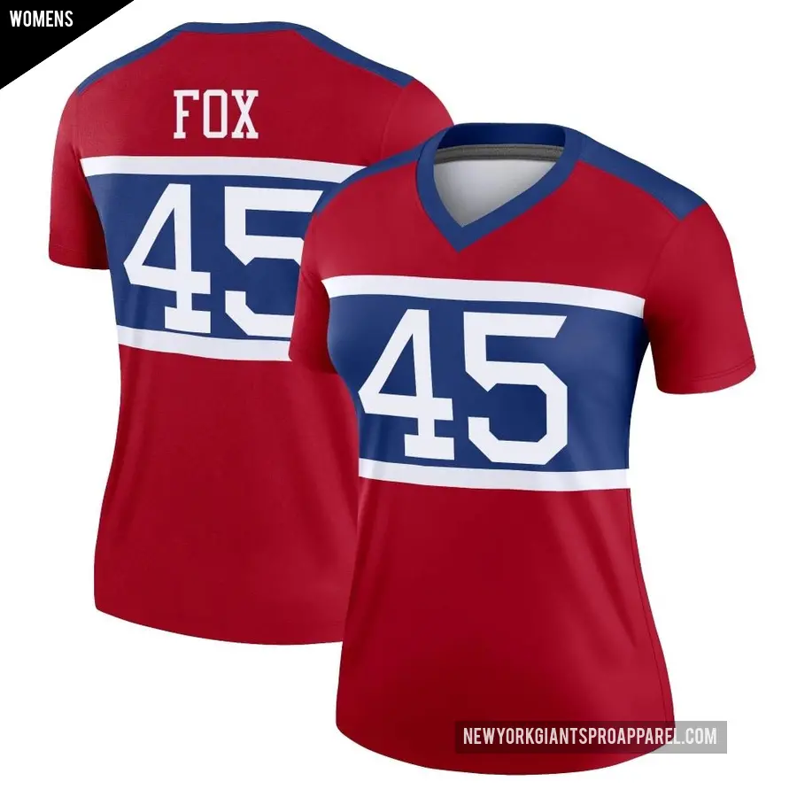 Women's New York Giants ＃45 Tomon Fox Red Legend Century Alternate Jersey