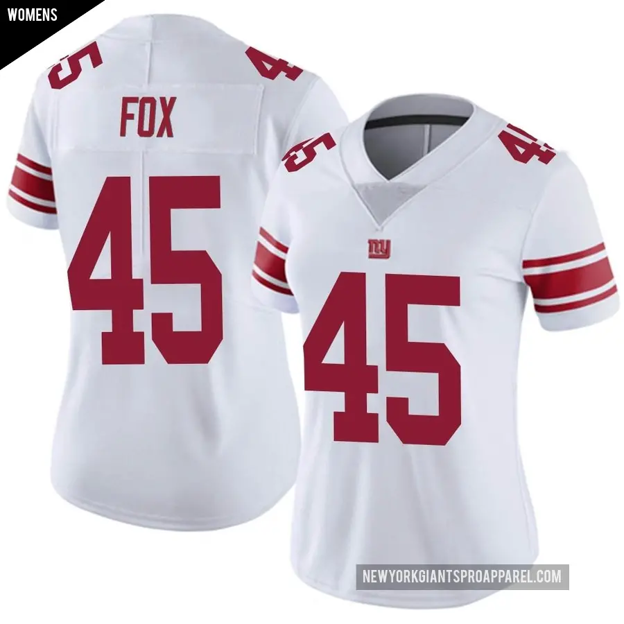 Women's New York Giants ＃45 Tomon Fox White Limited Vapor Untouchable Jersey