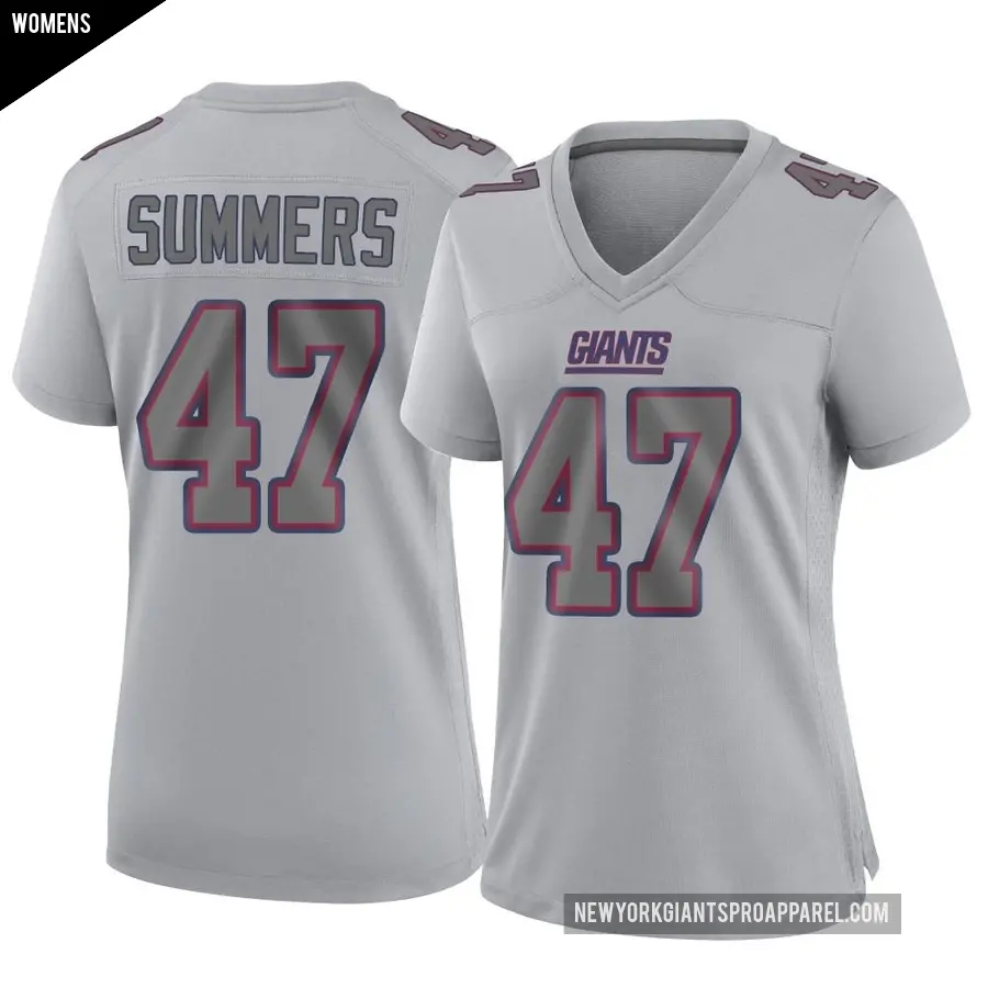 Women's New York Giants ＃47 Ty Summers Gray Game Atmosphere Fashion Jersey