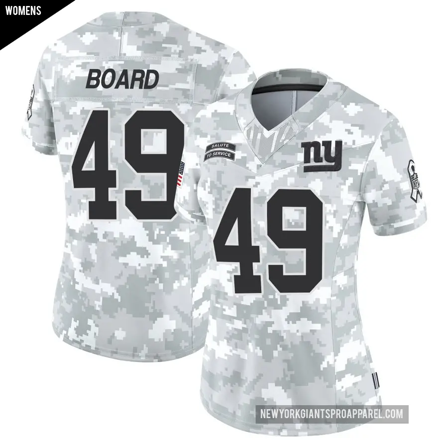 Women's New York Giants ＃49 Chris Board Arctic Camo Limited 2024 Salute to Service Jersey