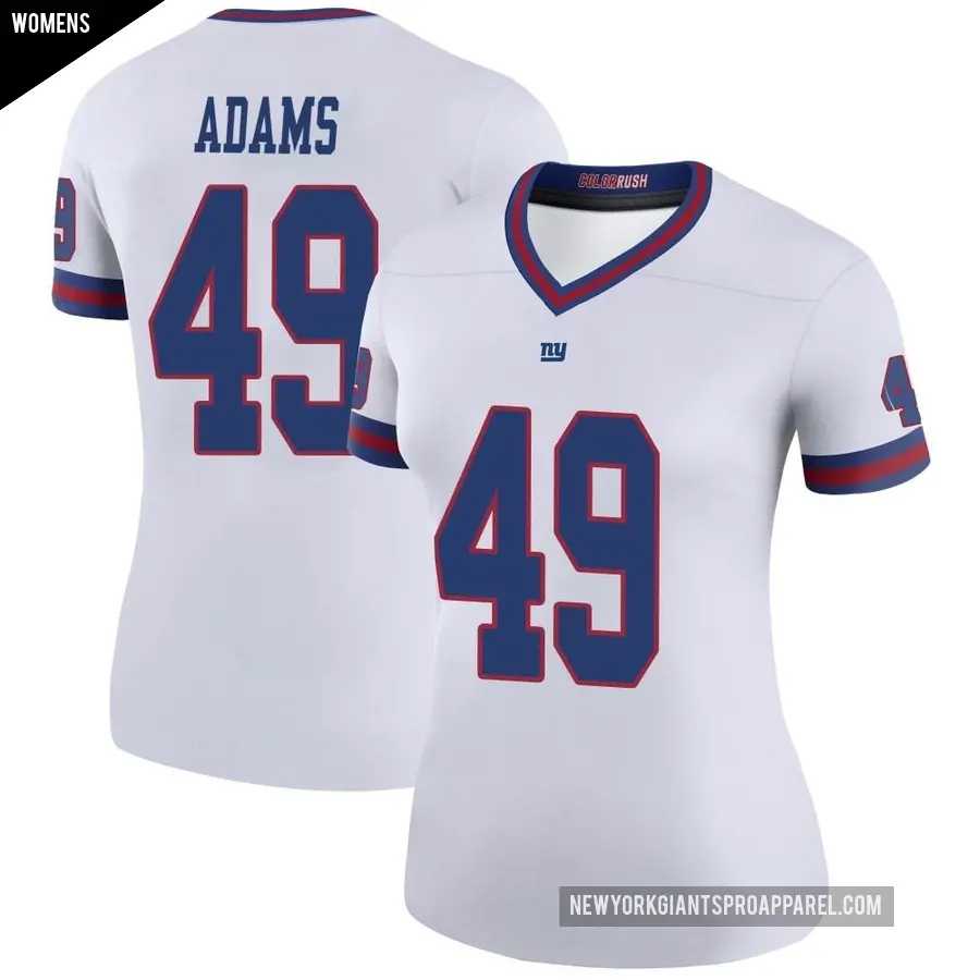 Women's New York Giants ＃49 Matthew Adams White Legend Color Rush Jersey