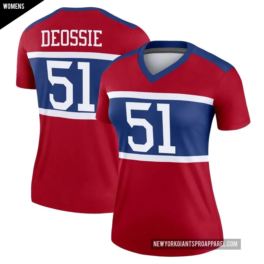 Women's New York Giants ＃51 Zak DeOssie Red Legend Century Alternate Jersey