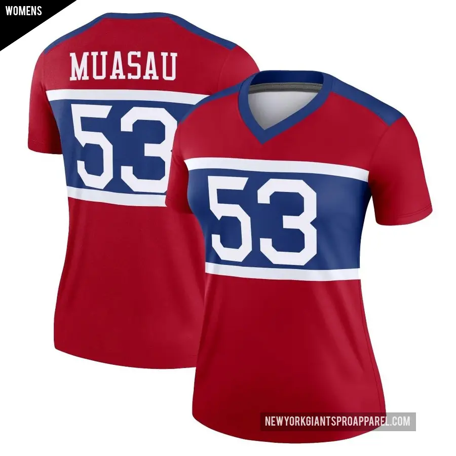 Women's New York Giants ＃53 Darius Muasau Red Legend Century Alternate Jersey