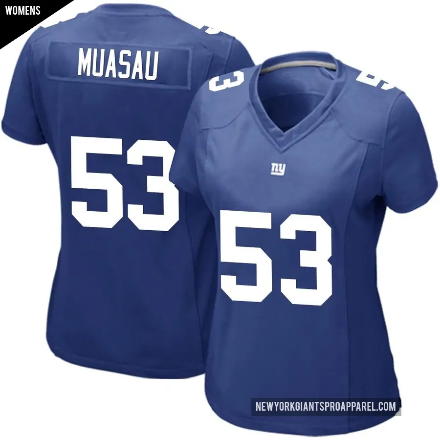 Women's New York Giants ＃53 Darius Muasau Royal Game Team Color Jersey