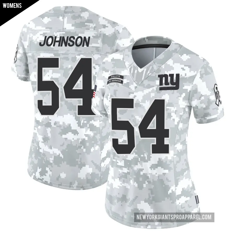 Women's New York Giants ＃54 Dyontae Johnson Arctic Camo Limited 2024 Salute to Service Jersey