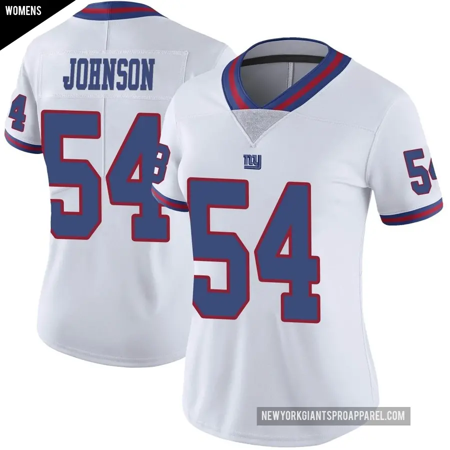Women's New York Giants ＃54 Dyontae Johnson White Limited Color Rush Jersey