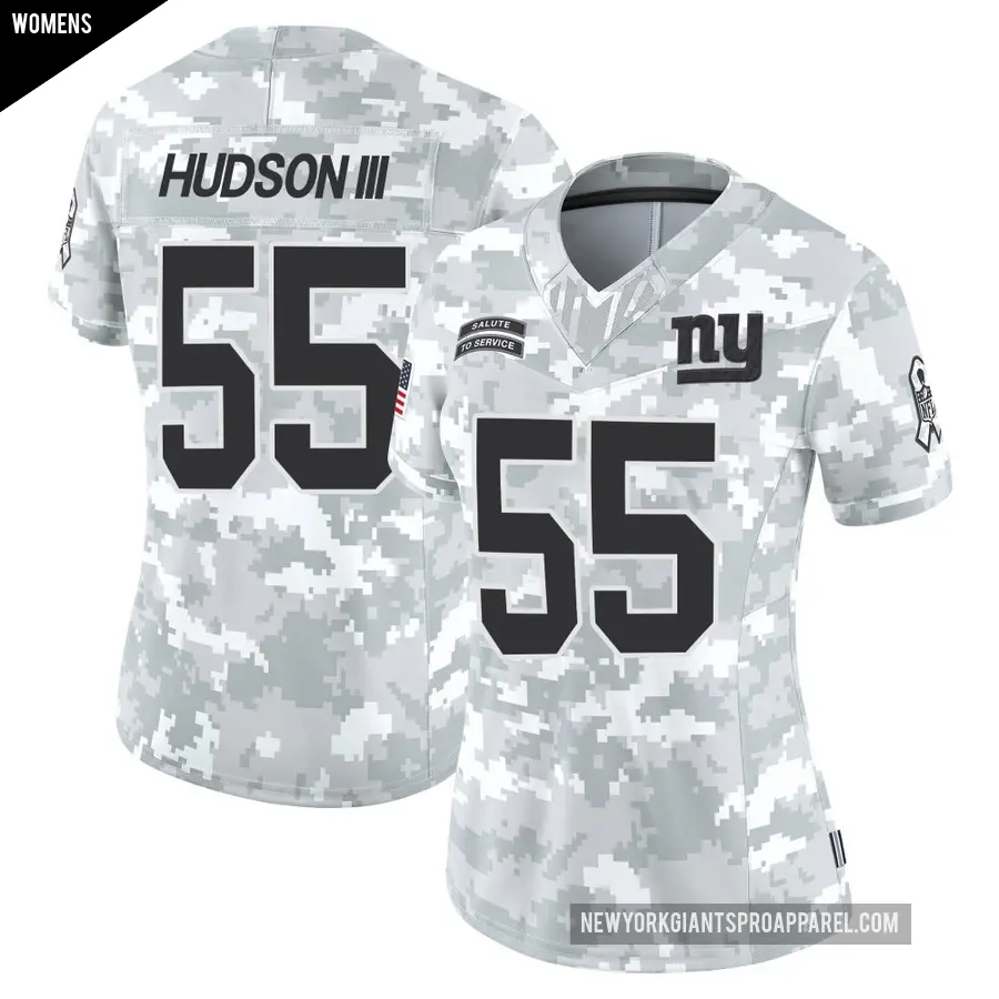 Women's New York Giants ＃55 James Hudson III Arctic Camo Limited 2024 Salute to Service Jersey