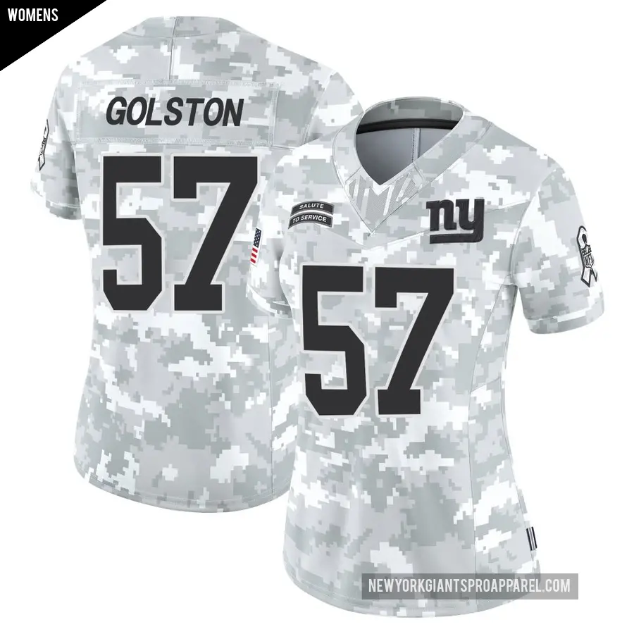 Women's New York Giants ＃57 Chauncey Golston Arctic Camo Limited 2024 Salute to Service Jersey