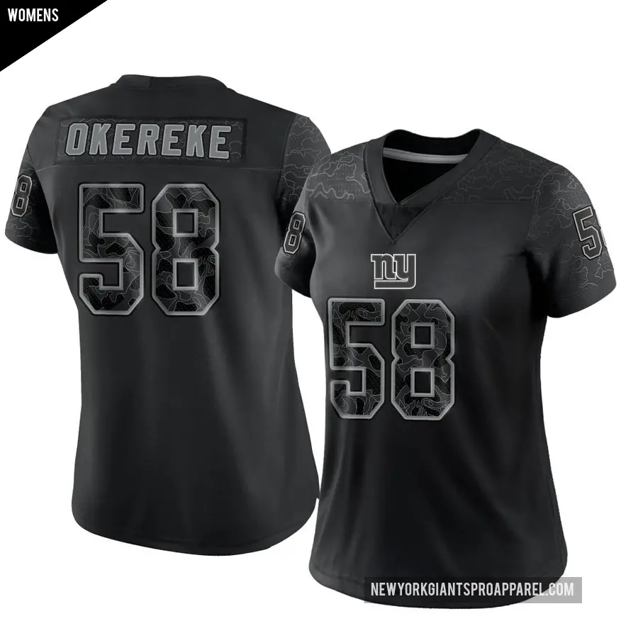 Women's New York Giants ＃58 Bobby Okereke Black Limited Reflective Jersey