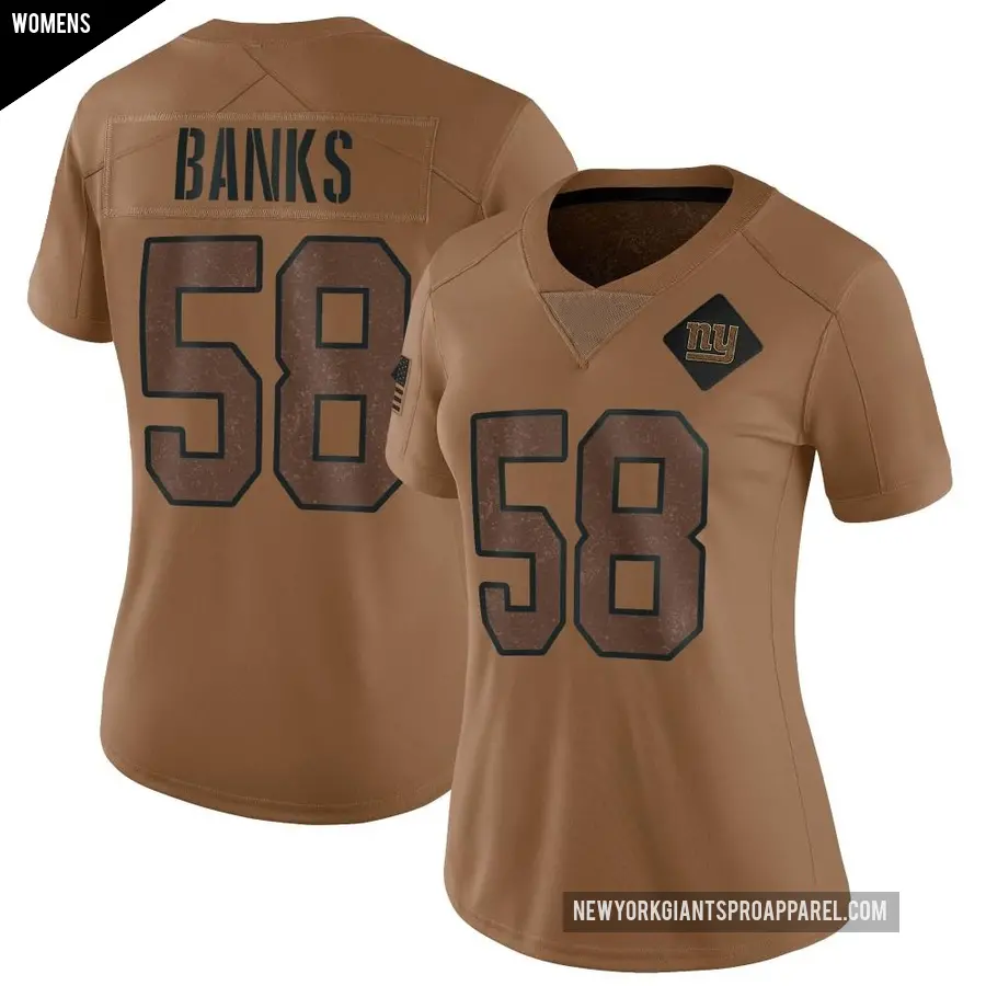 Women's New York Giants ＃58 Carl Banks Brown Limited 2023 Salute To Service Jersey