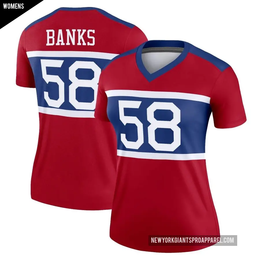 Women's New York Giants ＃58 Carl Banks Red Legend Century Alternate Jersey