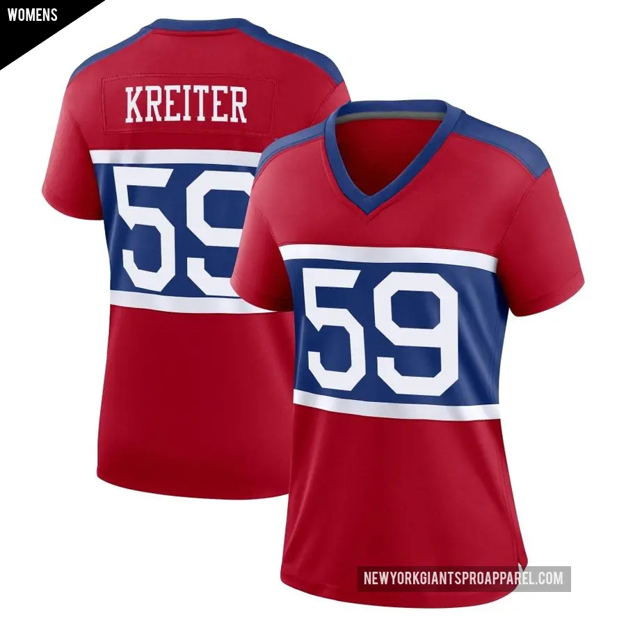 Women's New York Giants ＃59 Casey Kreiter Red Game Century Alternate Jersey