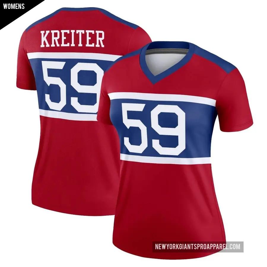 Women's New York Giants ＃59 Casey Kreiter Red Legend Century Alternate Jersey