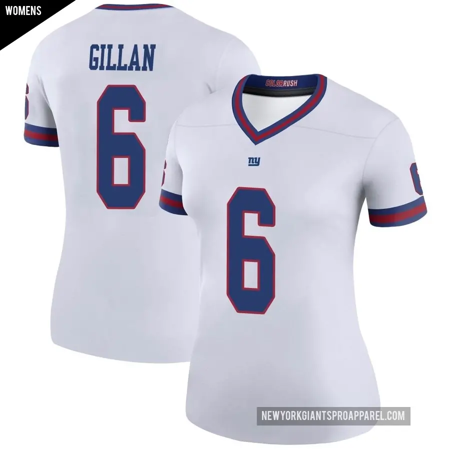Women's New York Giants ＃6 Jamie Gillan White Legend Color Rush Jersey