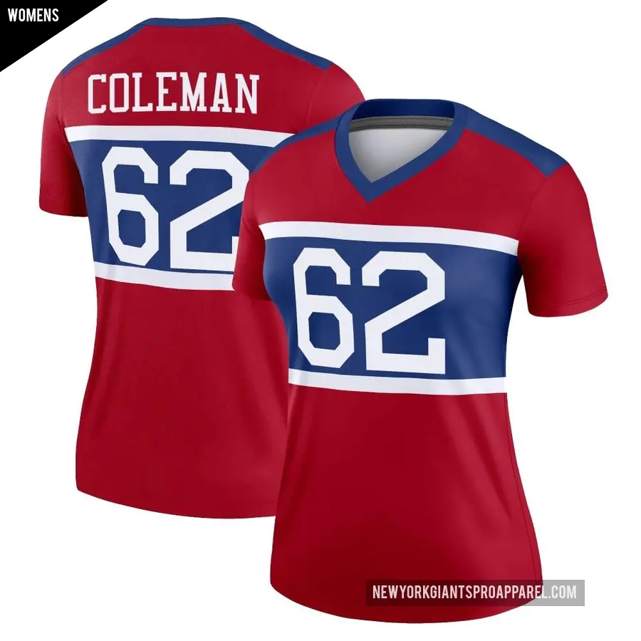Women's New York Giants ＃62 Davon Coleman Red Legend Century Alternate Jersey