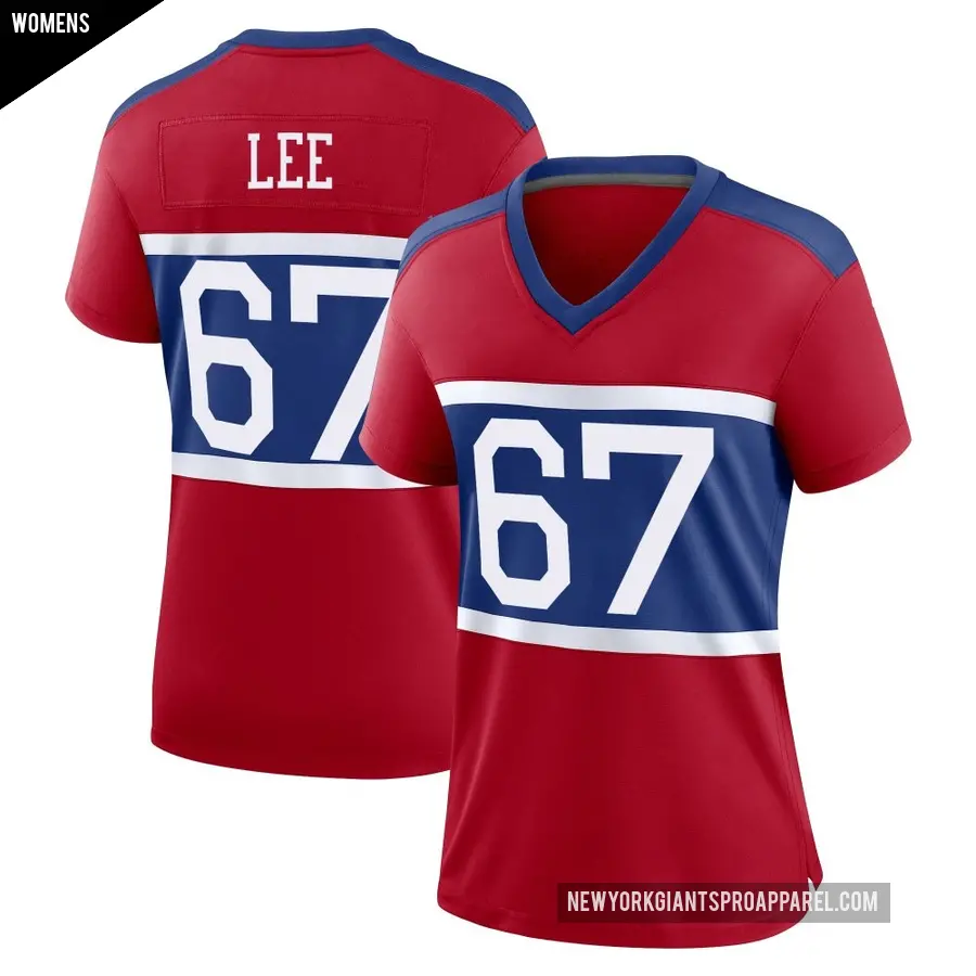 Women's New York Giants ＃67 Ricky Lee Red Game Century Alternate Jersey