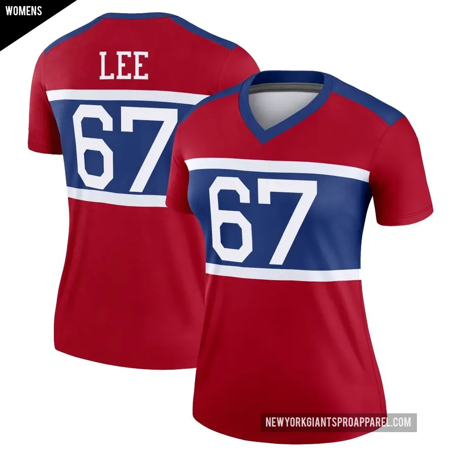 Women's New York Giants ＃67 Ricky Lee Red Legend Century Alternate Jersey