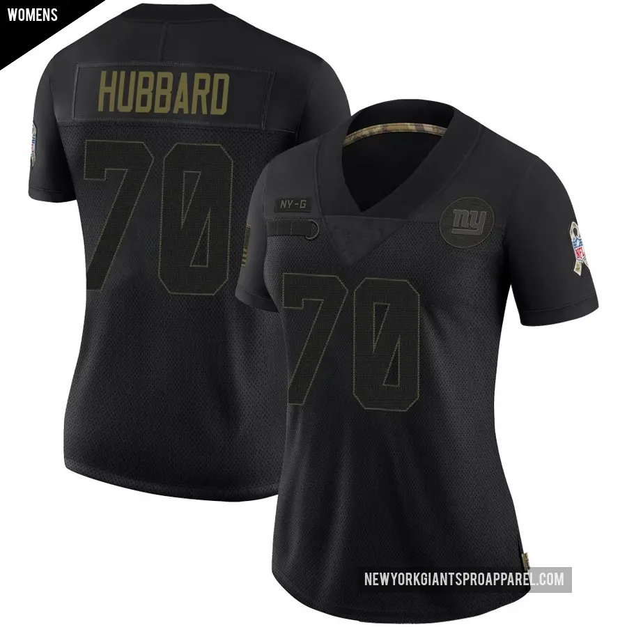 Women's New York Giants ＃70 Chris Hubbard Black Limited 2020 Salute To Service Jersey