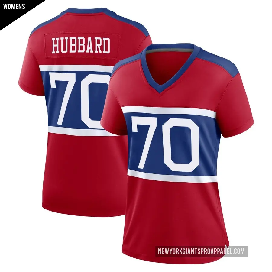 Women's New York Giants ＃70 Chris Hubbard Red Game Century Alternate Jersey