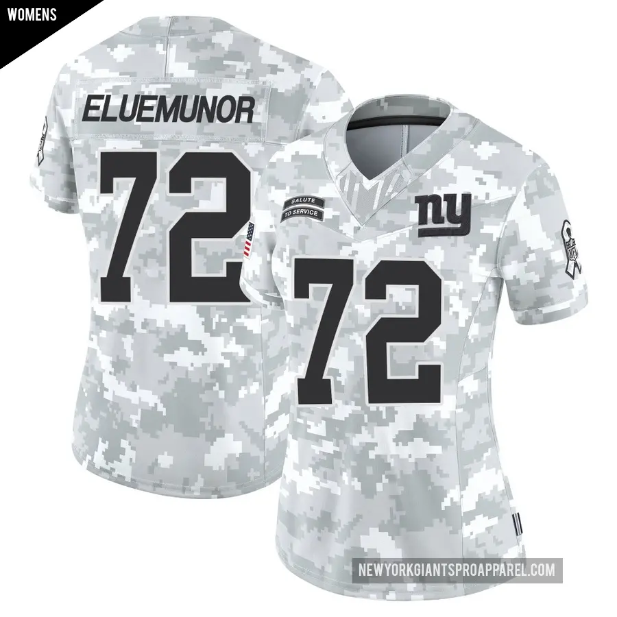 Women's New York Giants ＃72 Jermaine Eluemunor Arctic Camo Limited 2024 Salute to Service Jersey