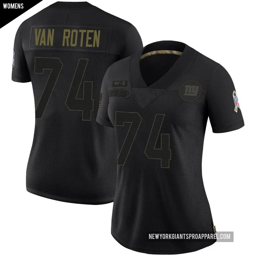 Women's New York Giants ＃74 Greg Van Roten Black Limited 2020 Salute To Service Jersey