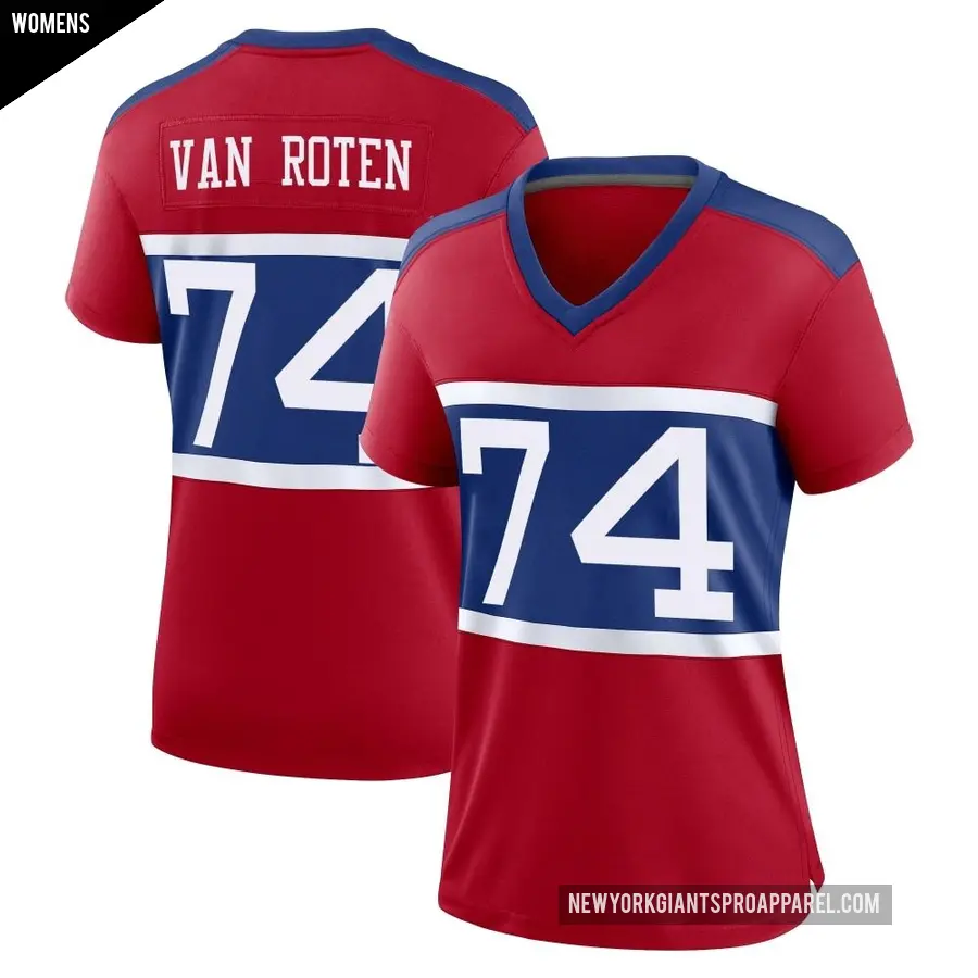 Women's New York Giants ＃74 Greg Van Roten Red Game Century Alternate Jersey