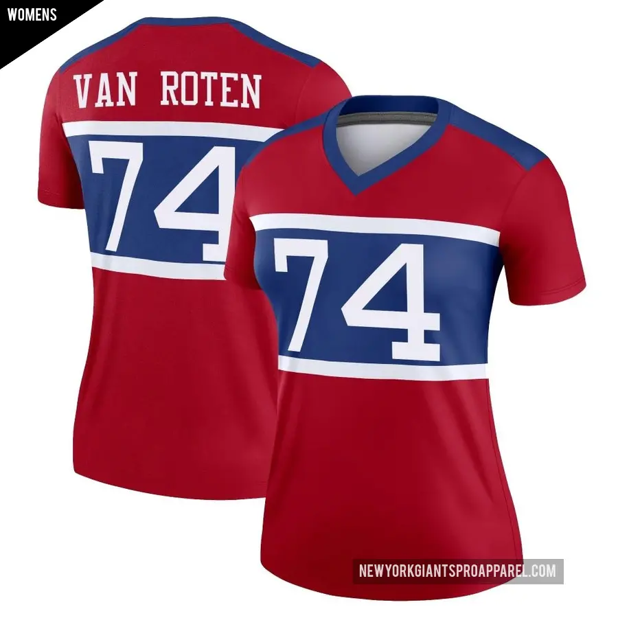 Women's New York Giants ＃74 Greg Van Roten Red Legend Century Alternate Jersey