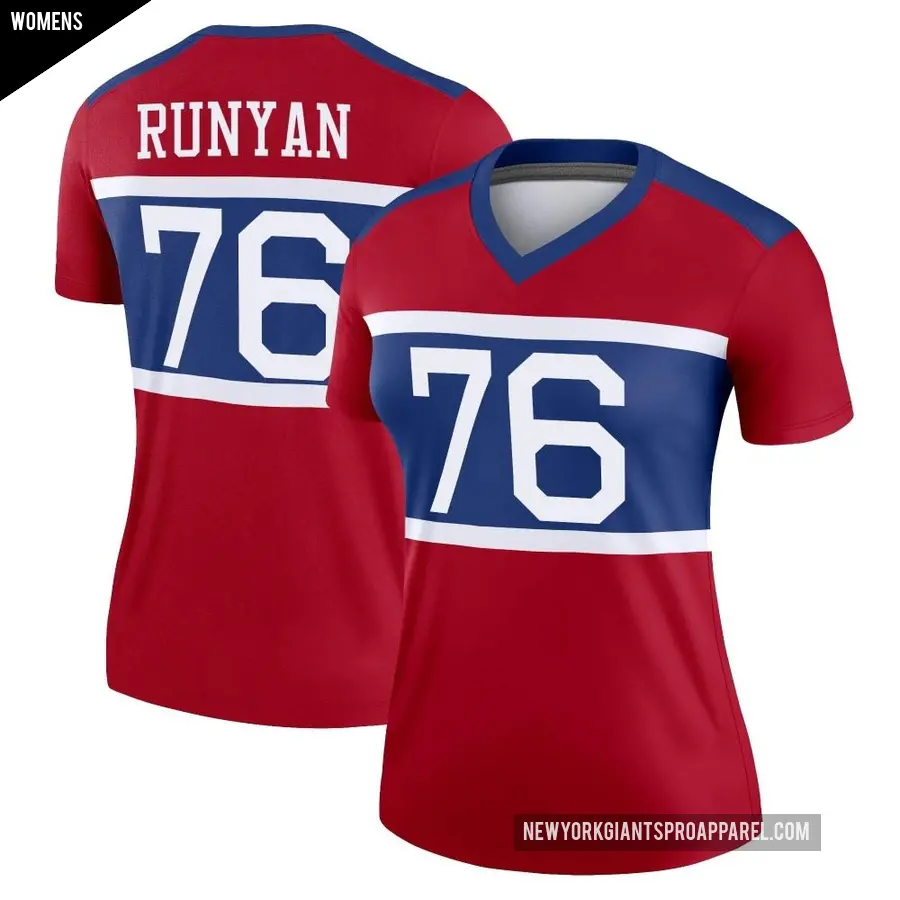 Women's New York Giants ＃76 Jon Runyan Red Legend Century Alternate Jersey