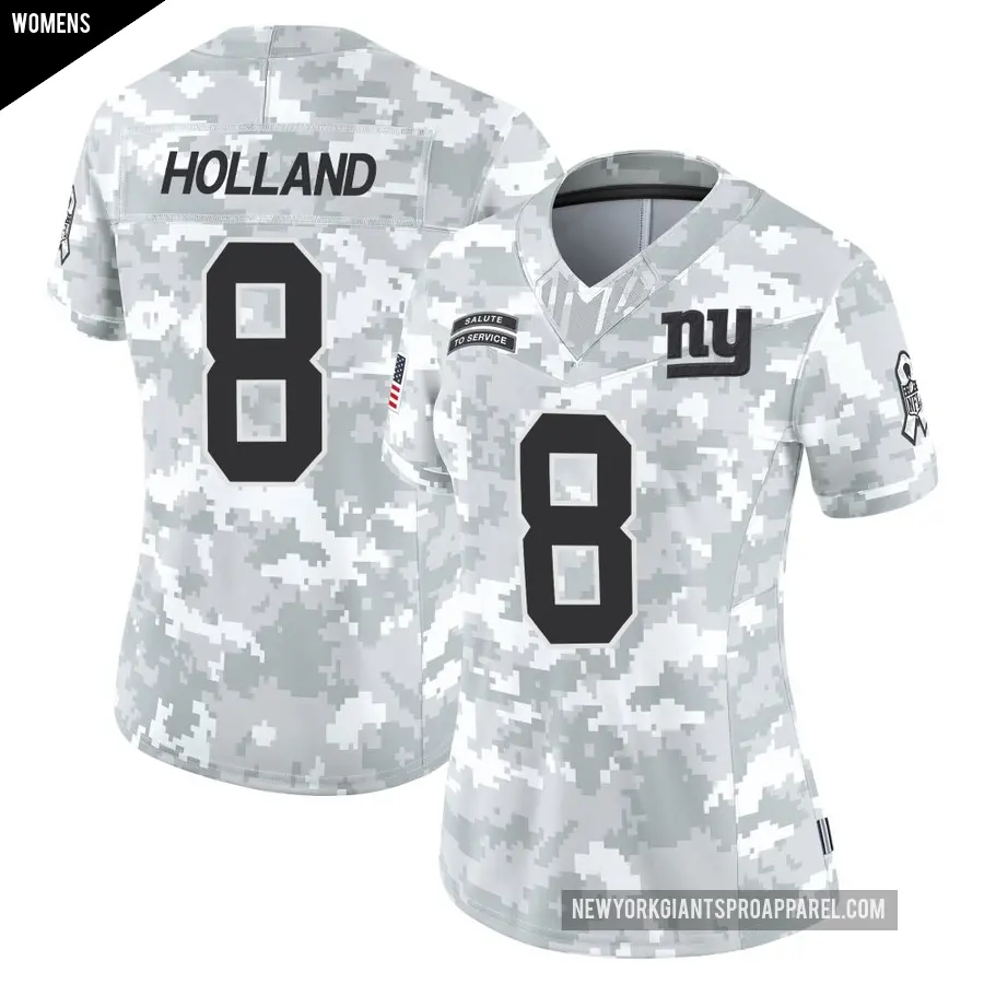 Women's New York Giants ＃8 Jevon Holland Arctic Camo Limited 2024 Salute to Service Jersey