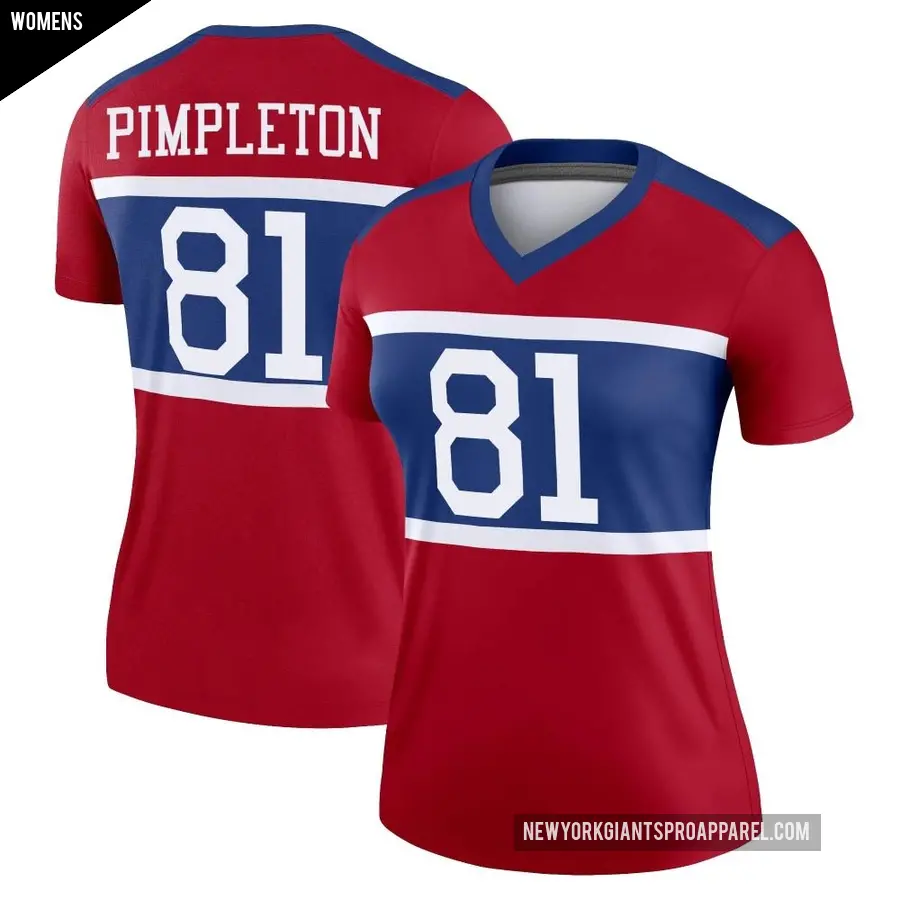 Women's New York Giants ＃81 Kalil Pimpleton Red Legend Century Alternate Jersey