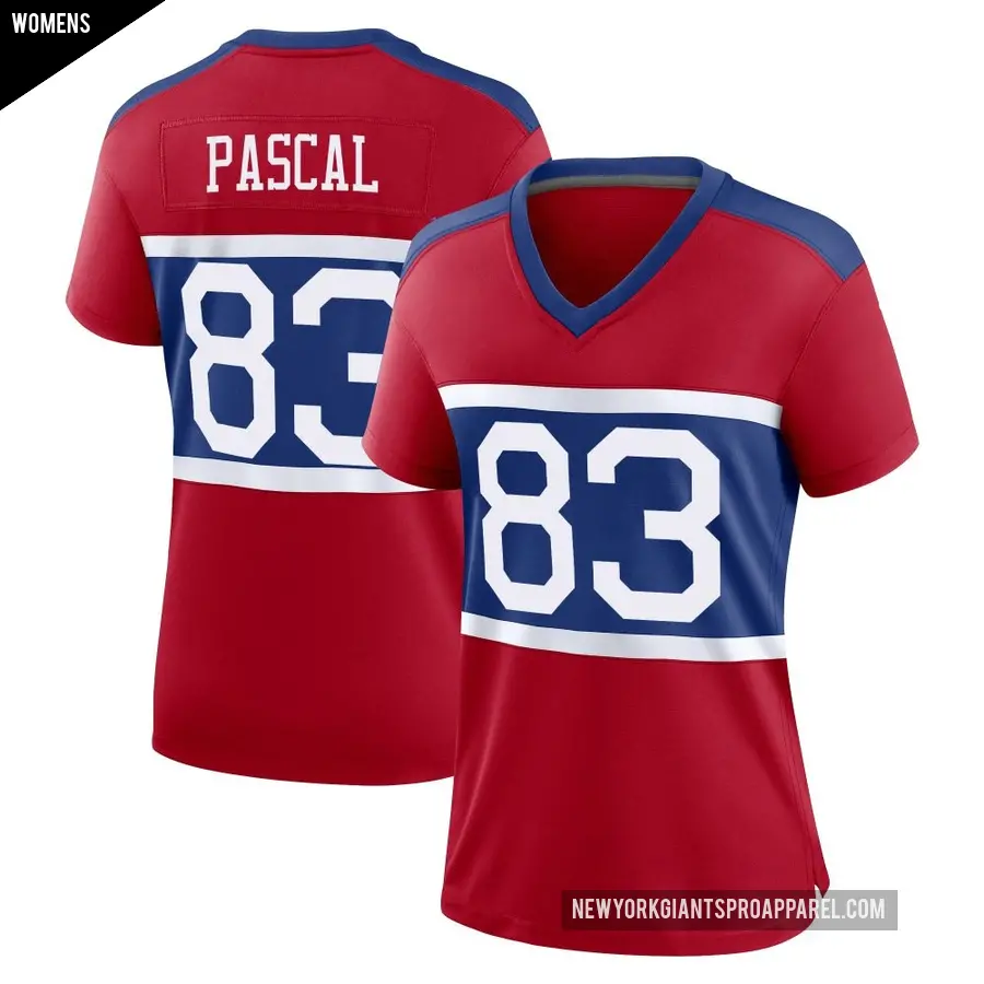 Women's New York Giants ＃83 Zach Pascal Red Game Century Alternate Jersey