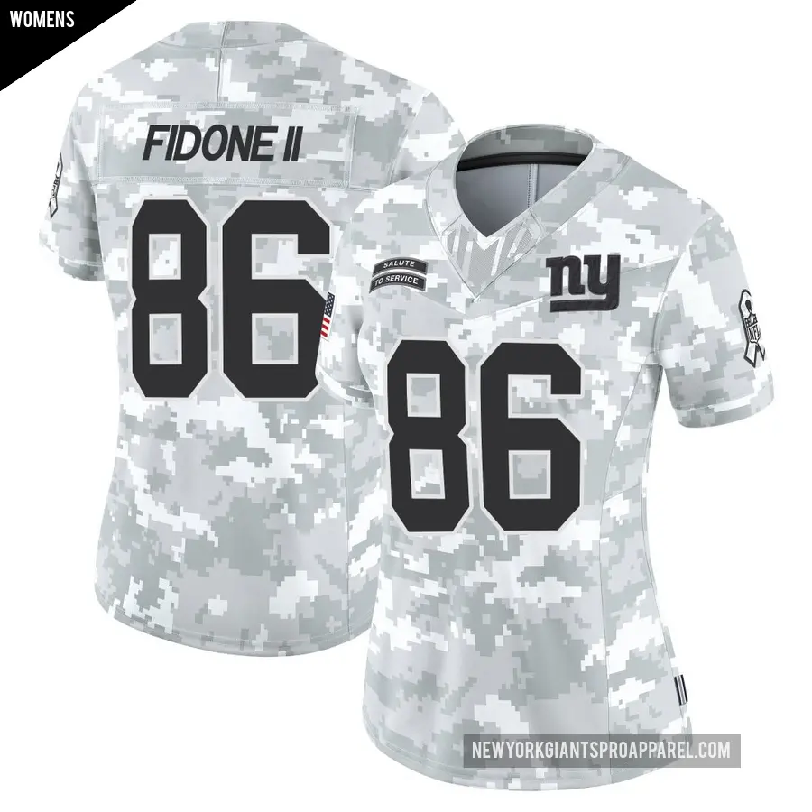 Women's New York Giants ＃86 Thomas Fidone II Arctic Camo Limited 2024 Salute to Service Jersey