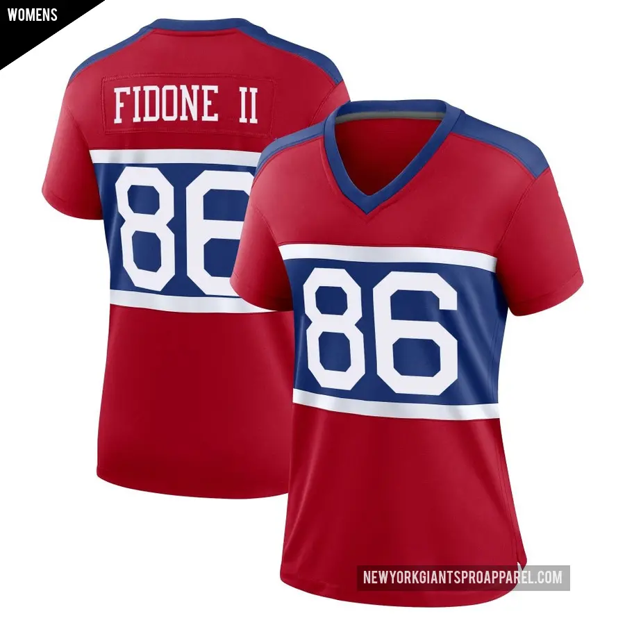 Women's New York Giants ＃86 Thomas Fidone II Red Game Century Alternate Jersey