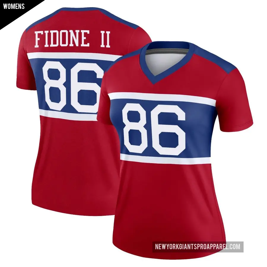 Women's New York Giants ＃86 Thomas Fidone II Red Legend Century Alternate Jersey