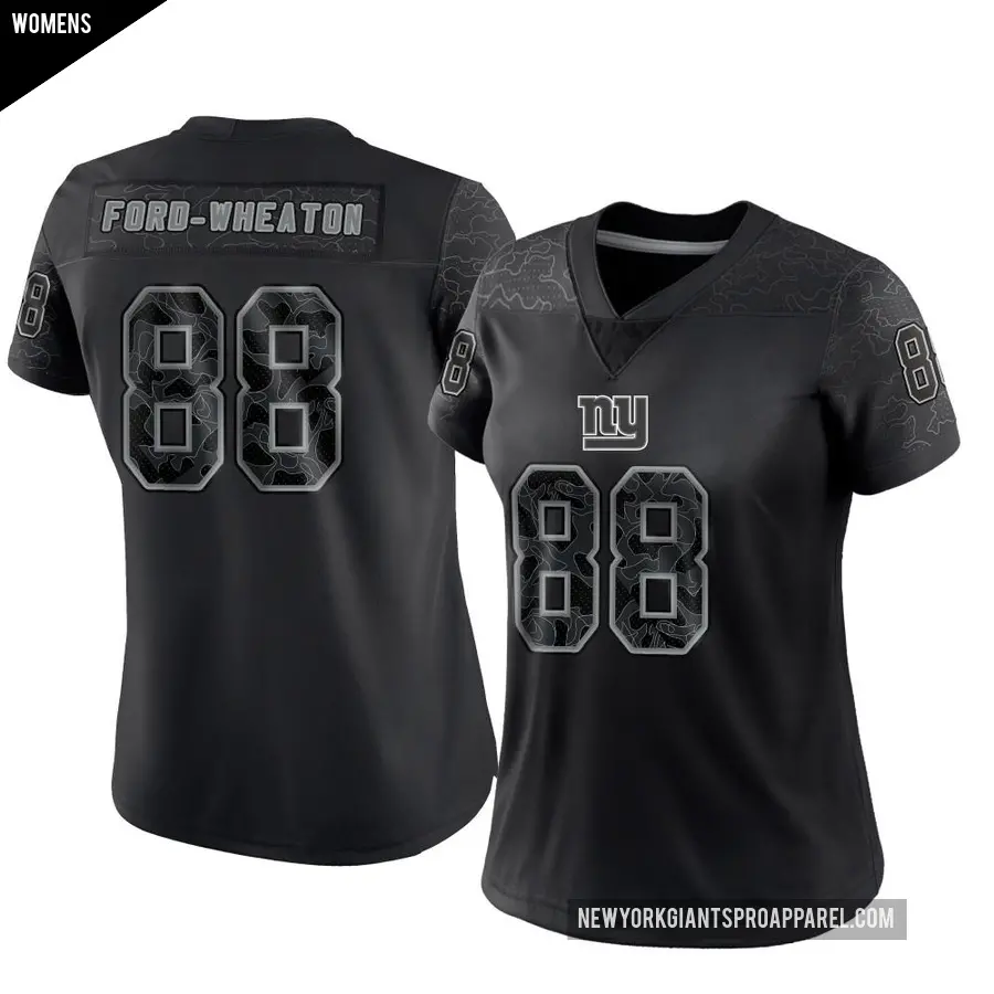 Women's New York Giants ＃88 Bryce Ford-Wheaton Black Limited Reflective Jersey