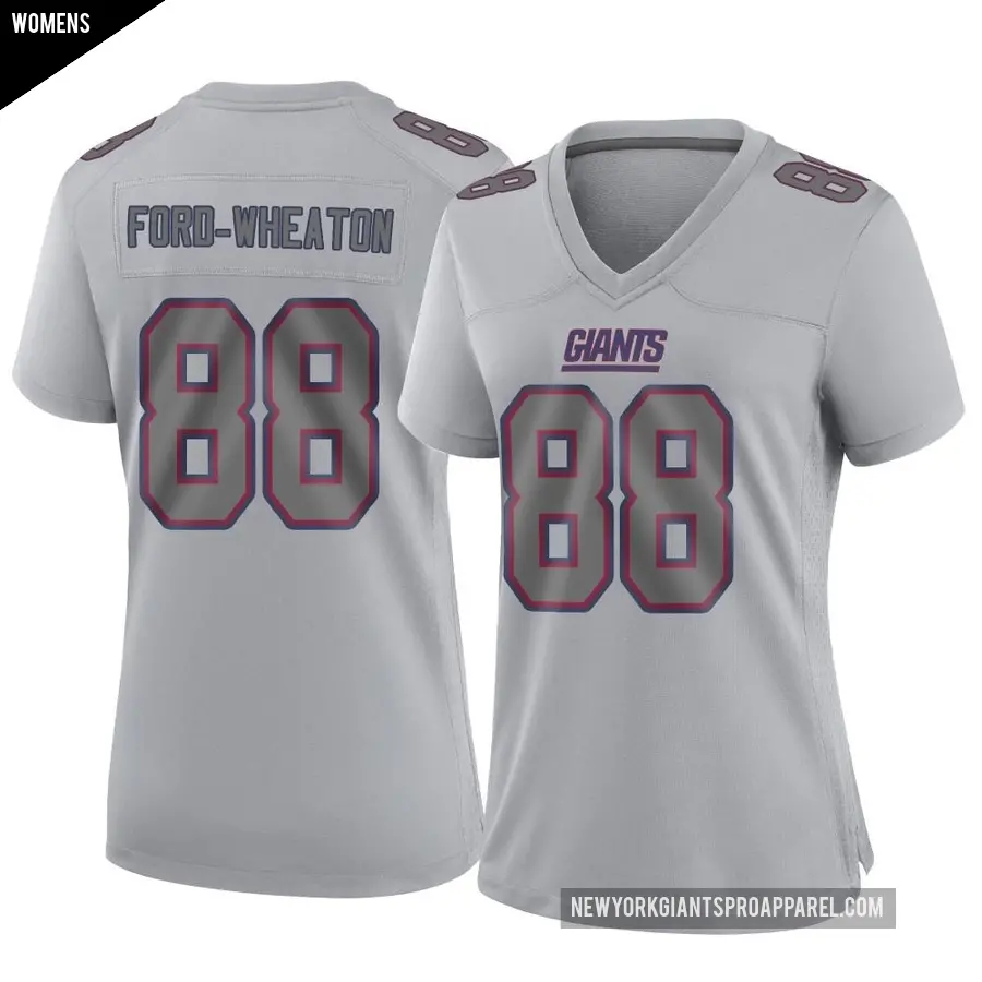 Women's New York Giants ＃88 Bryce Ford-Wheaton Gray Game Atmosphere Fashion Jersey