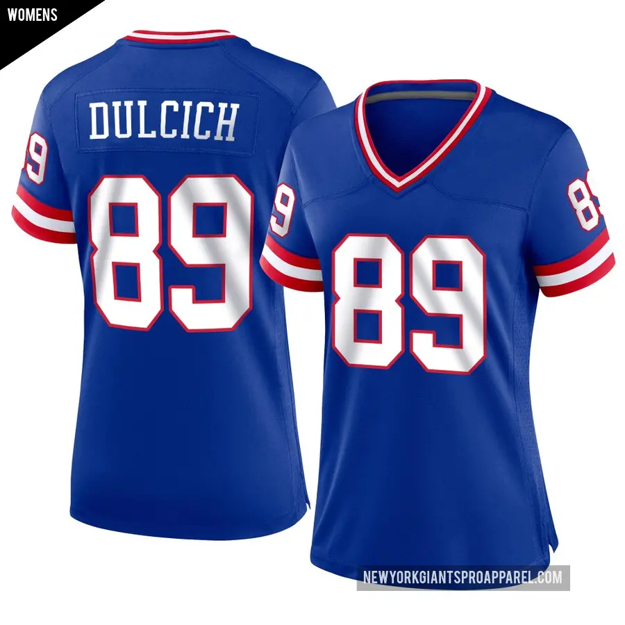 Women's New York Giants ＃89 Greg Dulcich Royal Game Classic Jersey