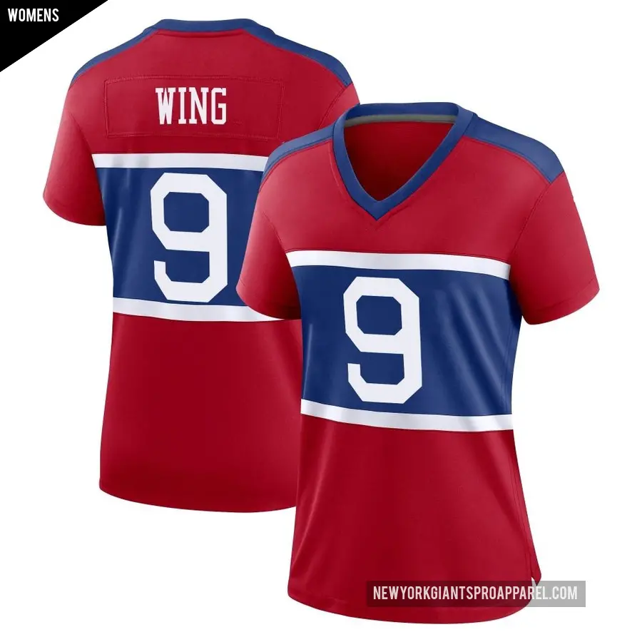 Women's New York Giants ＃9 Brad Wing Red Game Century Alternate Jersey