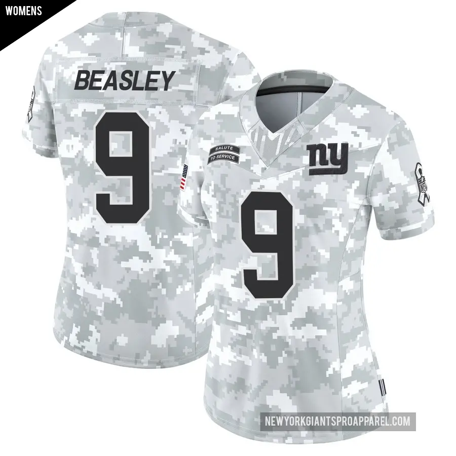 Women's New York Giants ＃9 Cole Beasley Arctic Camo Limited 2024 Salute to Service Jersey