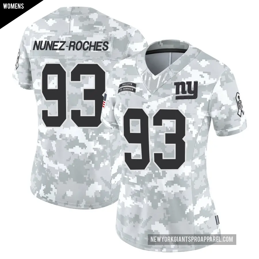 Women's New York Giants ＃93 Rakeem Nunez-Roches Arctic Camo Limited 2024 Salute to Service Jersey