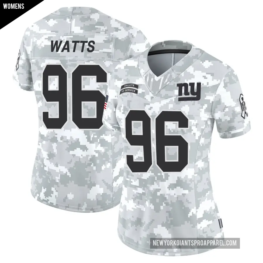 Women's New York Giants ＃96 Armon Watts Arctic Camo Limited 2024 Salute to Service Jersey