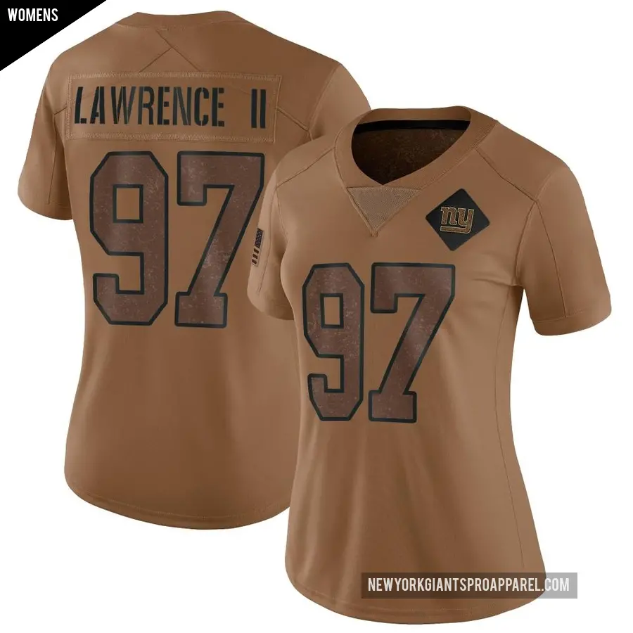 Women's New York Giants ＃97 Dexter Lawrence II Brown Limited 2023 Salute To Service Jersey